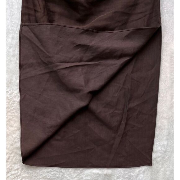 NWT Zara Limited Edition Linen Blend Draped High Waist Midaxi Skirt in Brown - Picture 10 of 13